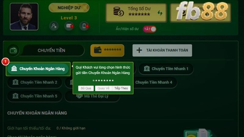 fb88 – Các bước nạp tiền